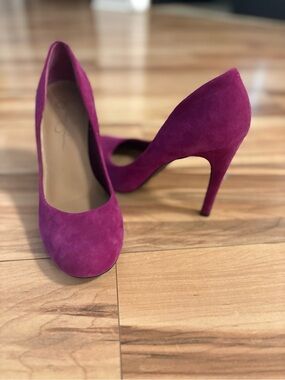Jessica Simpson Fuchsia Suede Pointed-Toe High Heels